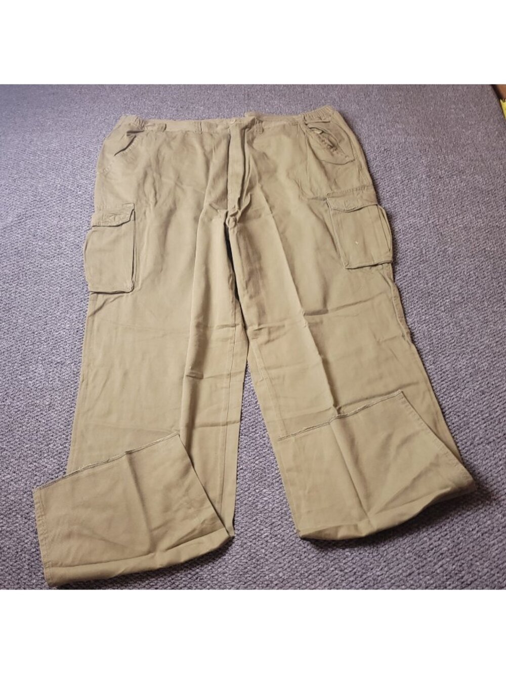Boulder Creek Cargo Pants Mens 50 x40 Elastic Big Tall Beige Khaki Chino Cotton